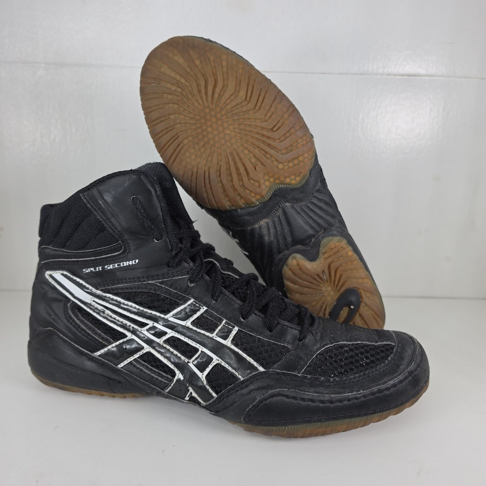 Vintage Asics Wrestling Shoes Mens Sz 9 Split Second 6 Gum Sole Black MMA Boxing